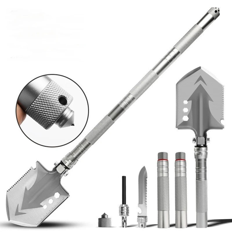 Multifunctional Stainless Steel Folding Shovel Garden Survival Tactical Outdoor Camping Aluminum Handle Detachable Shovels