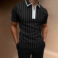 Half Zip Running Shirt Fitness Short Sleeves Lattice Polo Collar Matching Casual Men Zip up Shirt