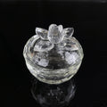 Round Jar Glass Crystal Jewelry Trinket Box with Flower Lid MH-QT0482