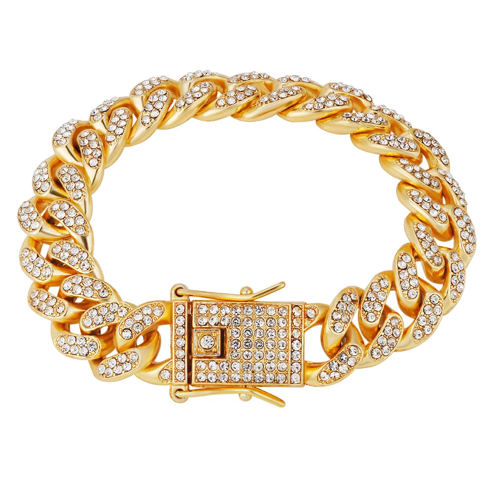 Hot Selling Fashion Diamond Sparkling Personality Trend Stainless Steel Cuban Women's Bracelet