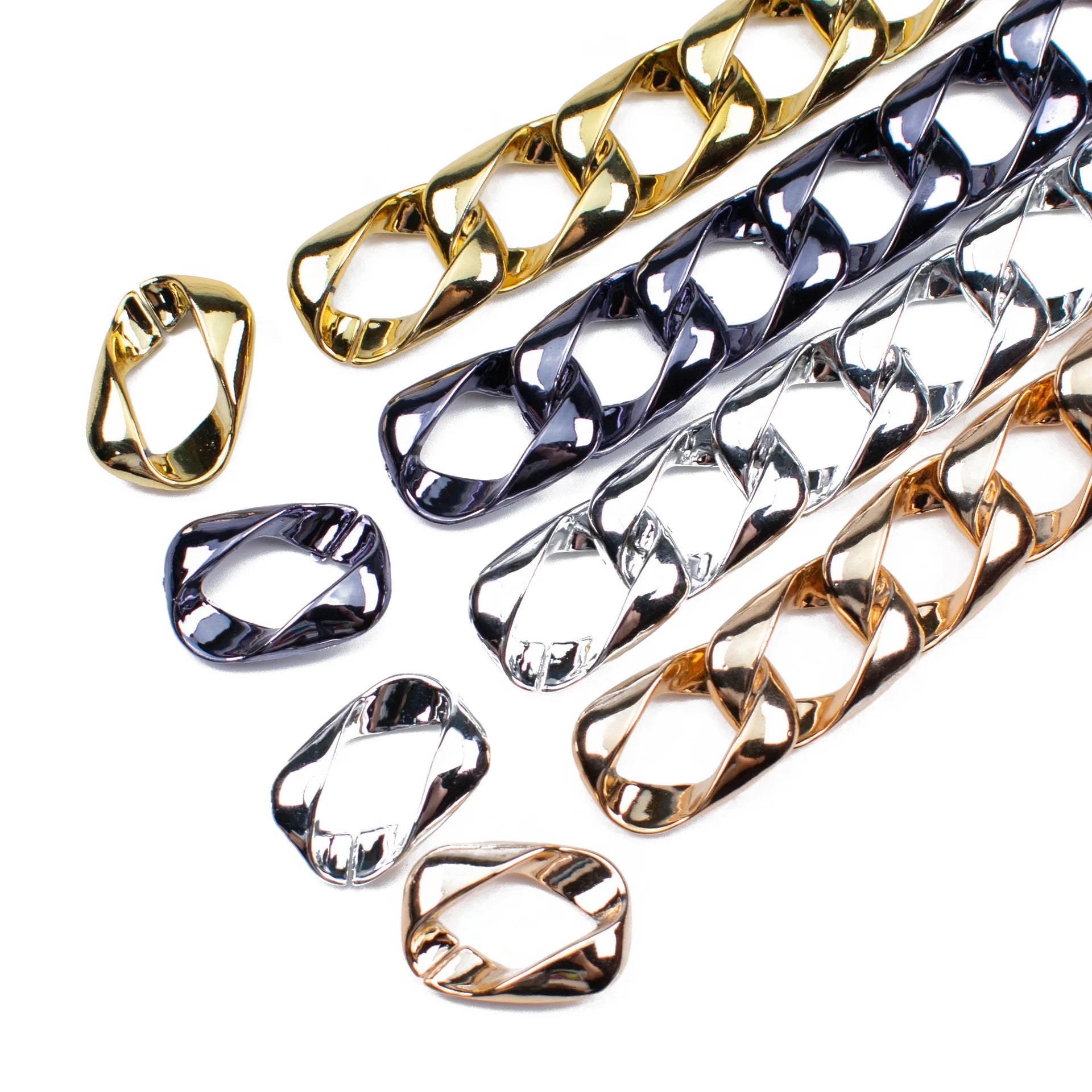 17 24 Gold square Cross Buckle DIY Chain Acrylic Plastic UV Electroplating bar Jewelry Mobile Phone Bag Chain Accessories