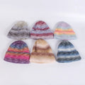 New High Quality Custom Women's Knitted Beanie Hat Warm Winter Wool Acrylic Tie Dye Style Plush Logo Printing for Beach