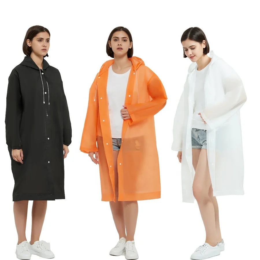 Custom Logo Print Raincoat Rain Poncho Waterproof Rain Jackets Reusable Raincoat EVA PEVA Recycled Rain Coat for Women Men