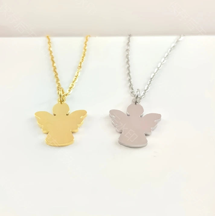 Inspire Stainless Steel Jewelry Wholesale Hot Sale Minimalist High Polished Gold Plated Angel Shape Pendant Necklace for Women