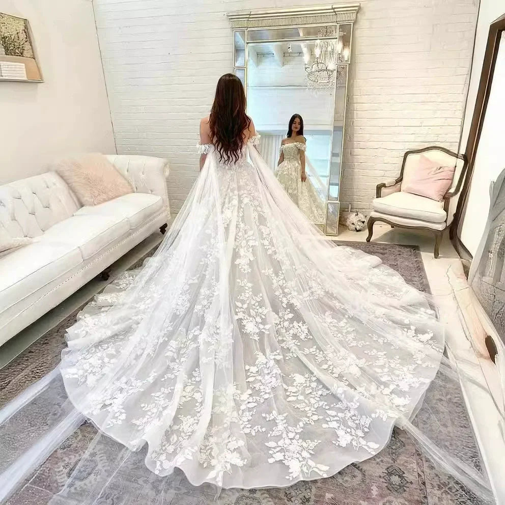 Women Wedding French 2025 New Style Bride Tail Simple Atmospheric High-end One-shoulder Retro Temperament Main Yarn Summer