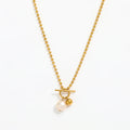 Joolim Jewelry 18K Gold Plated Fresh Water Pearl Pendant Toggle Bead Chain Necklace Stainless Steel Jewelry