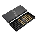 Wholesale Eco-Friendly Premium 304 Stainless Steel Reusable Rainbow Chopsticks Korean Black 5 Sets Pair Metal With Travel Case