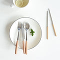 Natural Wooden Handle Fork Spoon Knife Flatware Set Reusable Stainless Steel Cutlery With Gift Box
