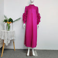 LE2260 High-End Elegant Three-Dimensional Flower Women'S Casual Pleated Dress Female Niche Loose Slimming Pendant Fold Dress