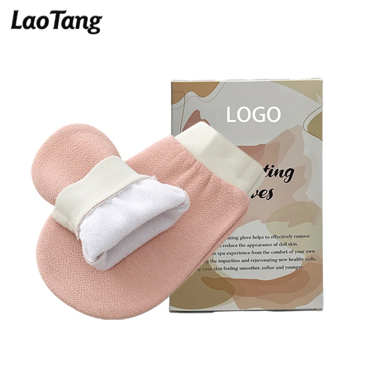 2023 Laotang Double Layer Viscose Morocco Kessa Gloves Body Exfoliating Scrubber Bath Gloves for Women & Men