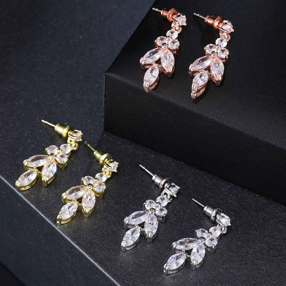 SLBRIDAL Design Rhinestones Crystals Butterfly Cubic Zircon Wedding Jewelry Set Bridal CZ Necklace Earring Set Women Jewelry Set