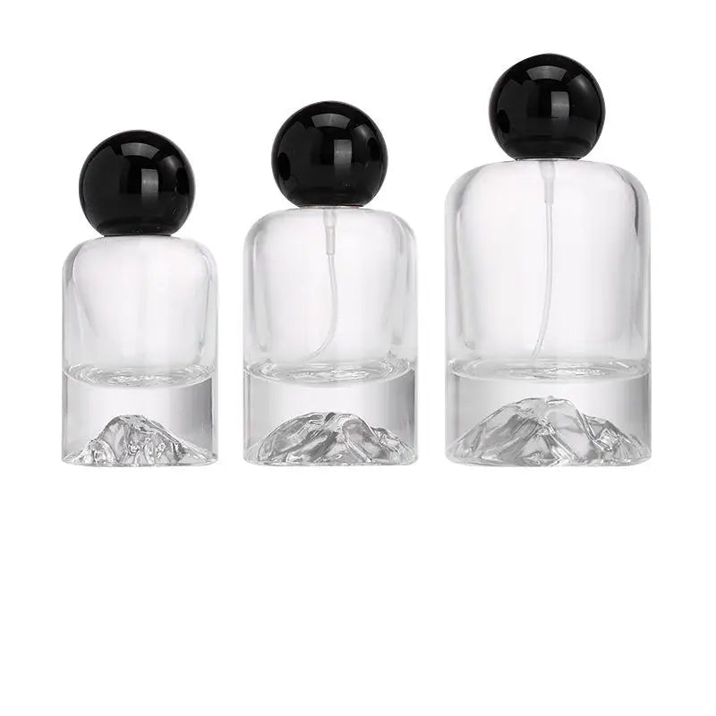 High Quality Round Crimp Neck Glass Perfume Bottles Volcano-Bottom Luxury Design in 30ml 50ml 100ml Sizes