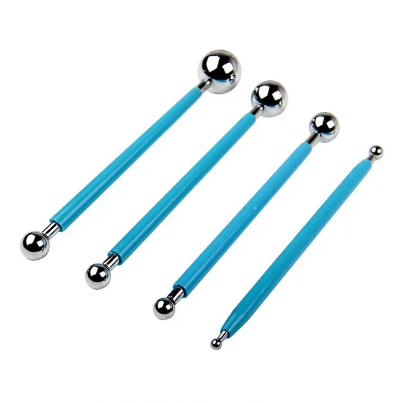 4pcs Sugarcarft Fondant Cake Decorating Kit Stainless Steel Molding Ball Sticks Kitchen Accessories Polymer Clay Tools