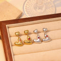 Ins Fashion Heart Charms Pendant Earrings for Women Ladies Girls Gifts Zircon Stainless Steel Earrings Jewelry