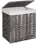 JY Home Use Plastic Metal Woven Rolling Laundry Hamper PP Synthetic Rattan Basket with Lid Cheap Stocks Available