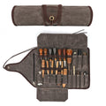 Wax Canvas Wood Carving Tool Set Roll-Up Pouch Solid Brass Buckle Big Capacity