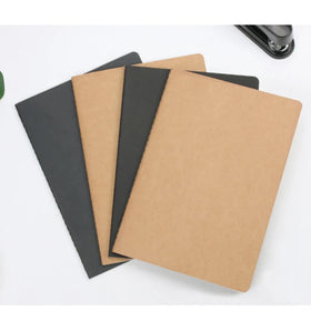 A4 A5 A6 B5 Black and Brown Kraft Paper Composition Notebook with Sewing Binding and Blank Lined Pages