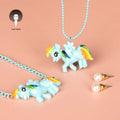 New Korean Children's Fashion Jewelry unicorn rainbow Cartoon Necklace Factory Direct Sale Three-piece butterfly Necklace Set