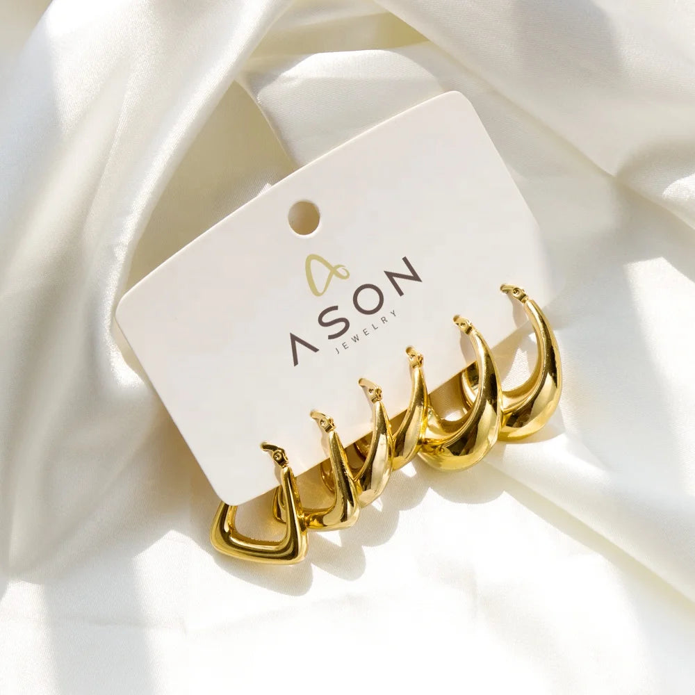 Hypoallergenic 18K Gold Plated Earrings Fashion Jewelry Different Size Hoop Earrings Stainless Steel Women Hoop Earrings