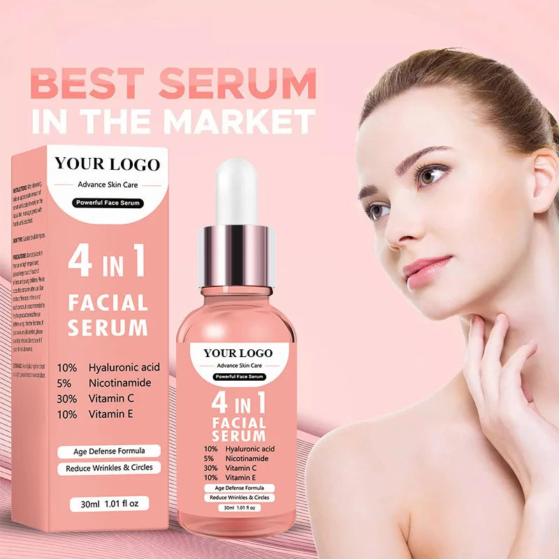 Anti Age Facial Brighten Skin Care Glow Whitening Vitamin E Niacinamide Hyaluronic Acid Vitamin C Vitamin E  4 in 1 Face Serum
