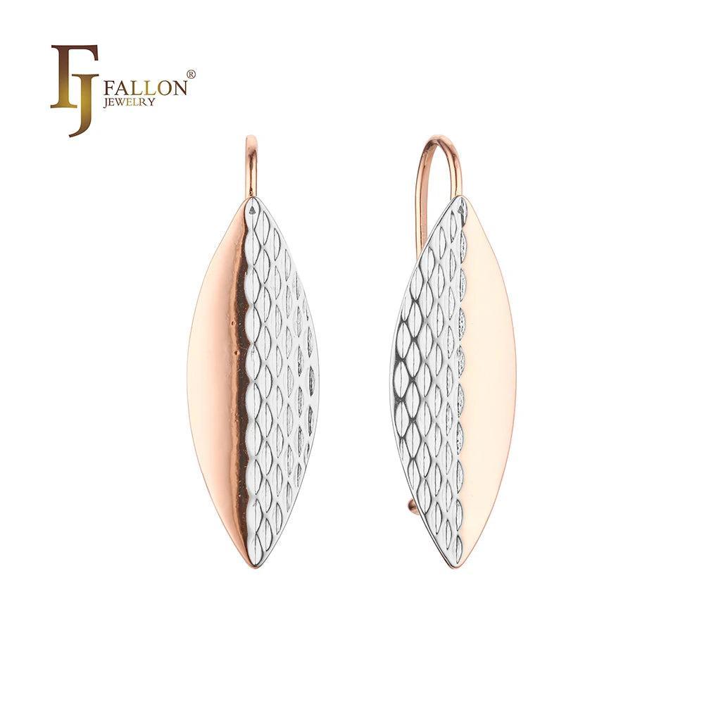 FJ Fallon Fashion Jewelry Wire Hook Earrings Plated in Rose Gold Two Tone Brass Based