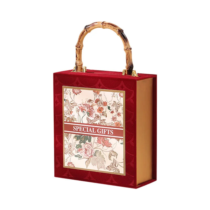 Mixing Techniques Luxury Collapsible Bridesmaid Proposal Rigid Gift Boxes Set for Present Jewelry With Bamboo Handle