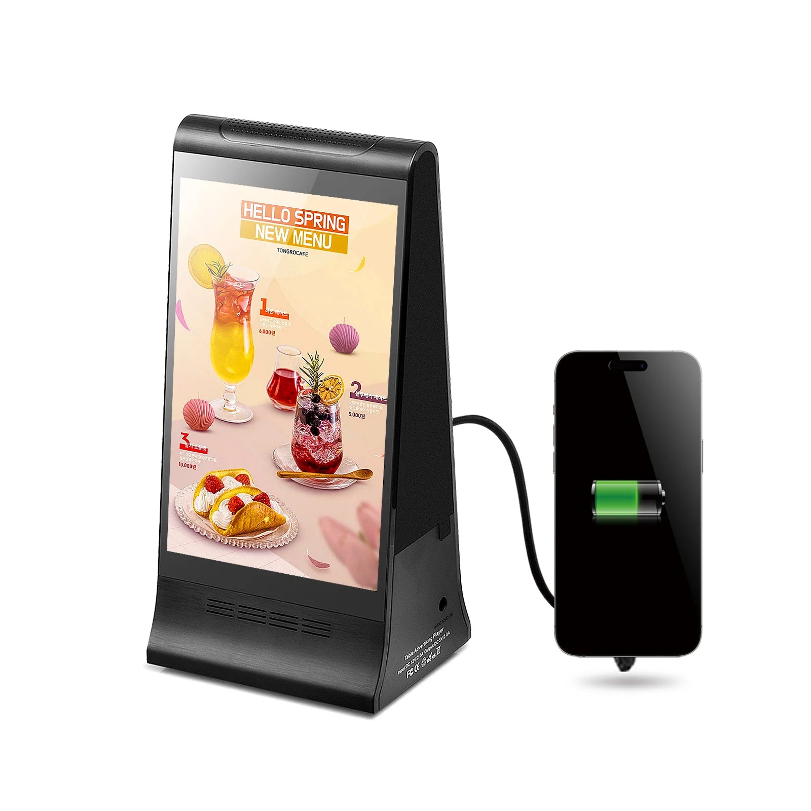 Dirial Small Sign Holders for Tabletop Android 11 WIFI Dual 7 Inch Screen and 23200mAh Reahrageable Battery