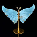Wholesale Natural Amazonite Butterfly Wings on Copper Stand Hand Carved Crystal Crafts for Home Decoration Wedding Gifts