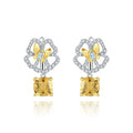 C8229 Abiding Gold Plated Butterfly Natural Citrine Sky Blue Topaz 925 Sterling Silver Flower Earrings Women Jewelry for Bridal
