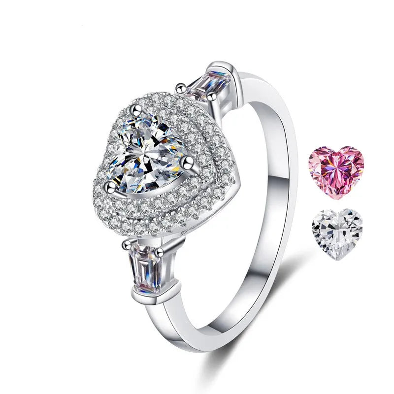 1 Carat Custom Heart Shape 925 Sterling Silver Ring Promise Ring Band Engagement Wedding Rings Jewelry Women 18k Gold