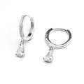 Fine Jewelry Colorful Zircon Teardrop Hoop Earrings 925 Sterling Silver Green Blue CZ Pendant Water Drop Earrings