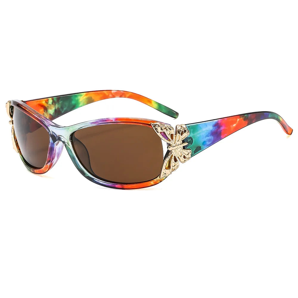 Wholesale Luxury Colorful Frame Ladies Sunglasses Luxuery butterfly Y2k Style Woman Sunglasses