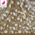Custom Design White Sequin Beaded Bridal Dress Lace Fabric African French Austria Lace Fabric for Wedding HY1917