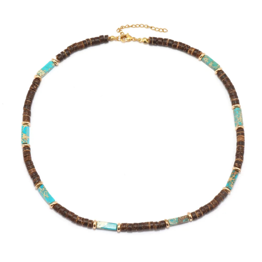 Retro Personality Bohemian Ethnic Style Men's Necklace Simple Fashion Wood Beaded Necklace Summer Accessories for Women Men