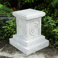 Classical Spiral Relief White Resin Plant Stand Three-Tiered Square Pot Holder with Curved Edges and Floral Carvings