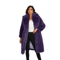 Luxury Design Thick Windproof Purple Outerwear Jacket Woman Fluffy Faux Fur Long Coat