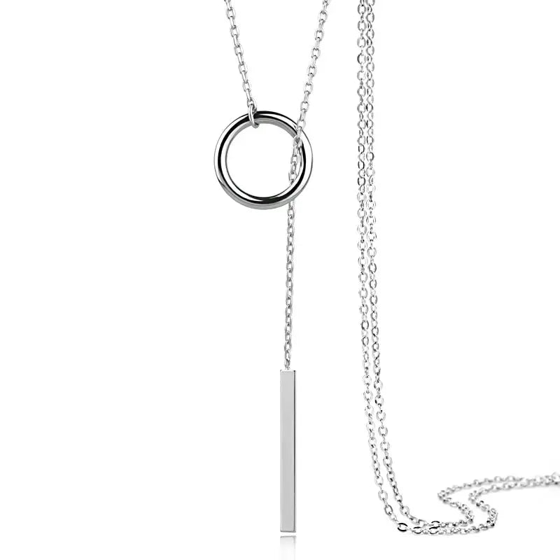 FY-PL250 Vintage Wedding Fashion Jewelry Rhodium Plated Geometric Silver Chains Necklace Women's Personality Fine Gift
