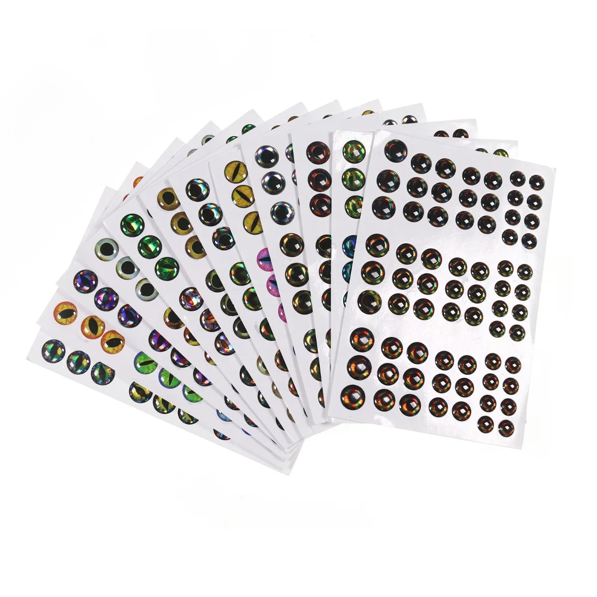69/183PCS Holographic 3D Epoxy Fish Eyes for Fly Tying Material Jig Fishing Lures 3mm~10mm Living Eyes Glow Green Color