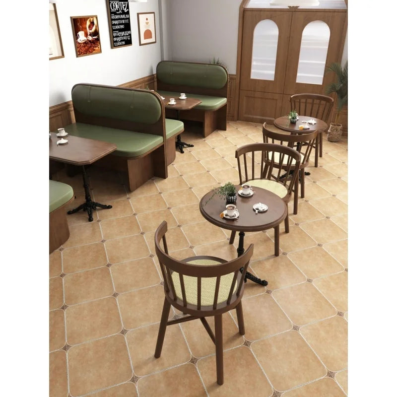Vintage Cafe Table and Chair Set French Dessert Bakery Chairs American Chair Wood Dining Table