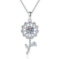 Original Valentine's Day Gift 925 Sterling Silver Necklace 1Carat Moissanite Sunflower Flower Jewelry Necklace for Women MegaBDM