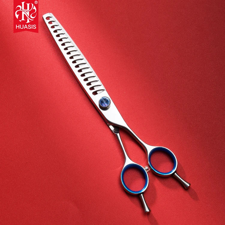 7.0 Inch Stainless Steel Eco-Friendly Huasis Pet Thinning Scissors 18 Teeth Dog Grooming Fish Bone Design