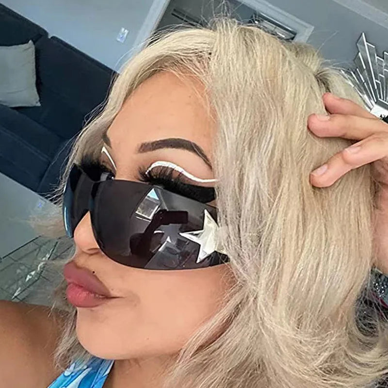 915 Men Luxury Sunglasses Future Y2k Punk One Piece Sun Glaase Brand Designer Rimless Eyewear UV400 Women 2024