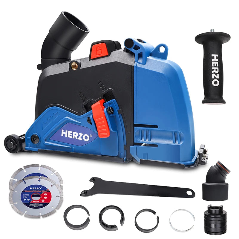HERZO 125mm Double Blades Dust Cover Cutting Dust Shroud Used With 125mm Angle Grinder