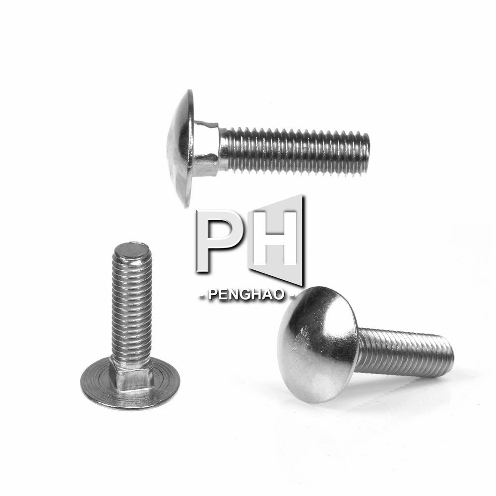 M8 16-120mm Carriage Bolts 304 Stainless Steel Round Head Square Neck Coach Bolt Fully Threaded