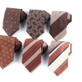 8CM Stripe Brown Gold Tie for Men Business Stripe Long Man Tie Polyester Silk Neckties in China