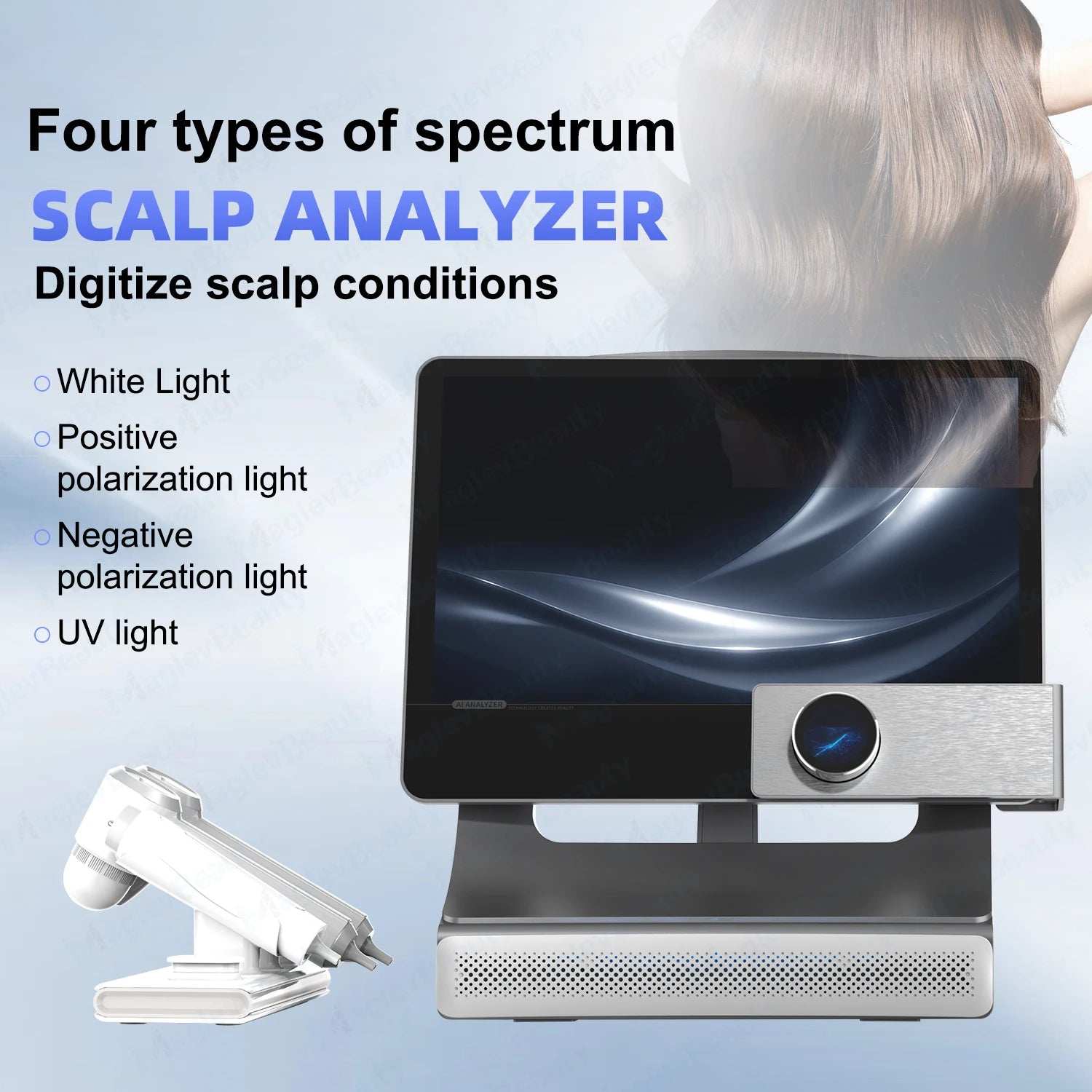 Portable 200X 50X USB Digital Microscope Smart Scalp Analysis Skin Diagnostic Analyzer 10 Inch Skin and Hair Analyzer Machine