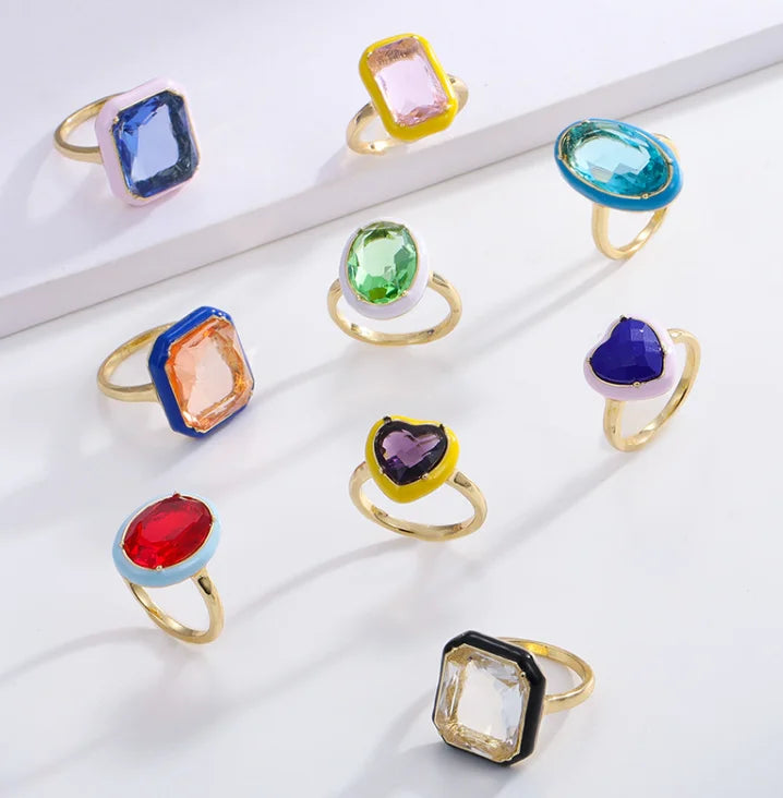 Zooying Luxury Women's Jewelry Colorful Distinctive Gemstone Enamel Ring for Engagement or Party