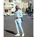Beach Light Blue Groom Men Wedding Tuxedos 2 Pieces Long Outfits Costume Homme Mariage Party Prom Blazer Wear
