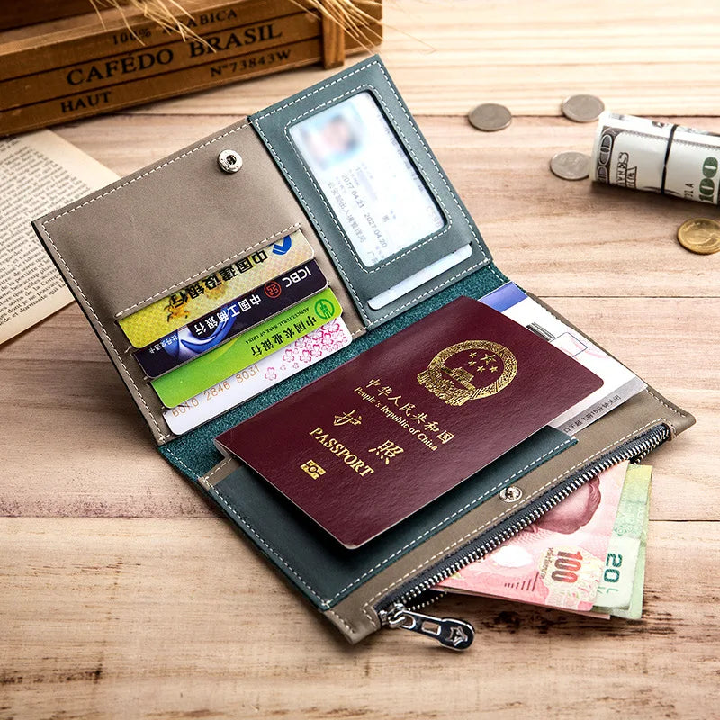 Custom Travel Wallet Leather Passport Holder Leather Money Bag Organizer Money Clip Wallet Card Holder for Men and for Women