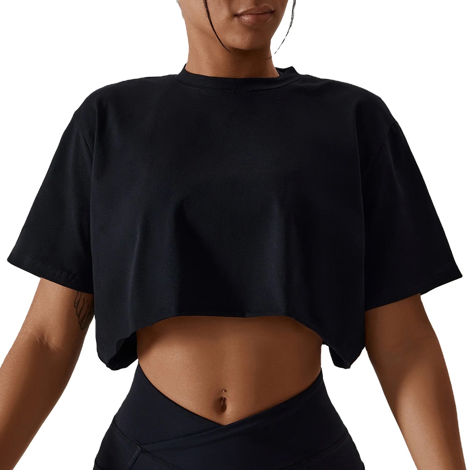 Wholesale Fashion  Casual Sports O-Neck Cotton Oversized Waist-length Short-sleeved Women's T-shirts